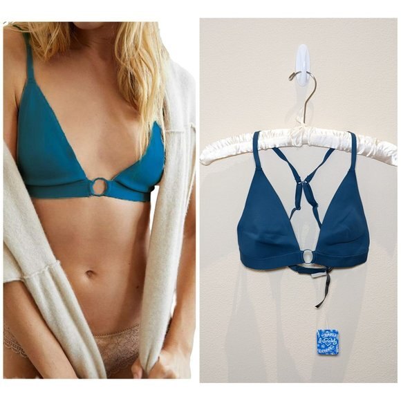 NWT Free People Bralette Oh Scuba Criss Cross Back Midnight Cowboy - Picture 1 of 8